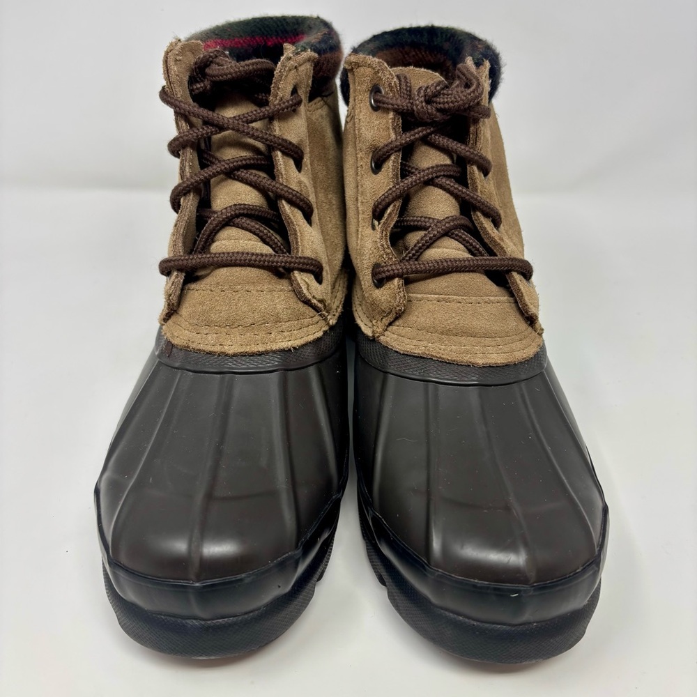 London Fog Duck Boots Brown Leather Insulated Lace Up Hiking Winter Snow Women’s